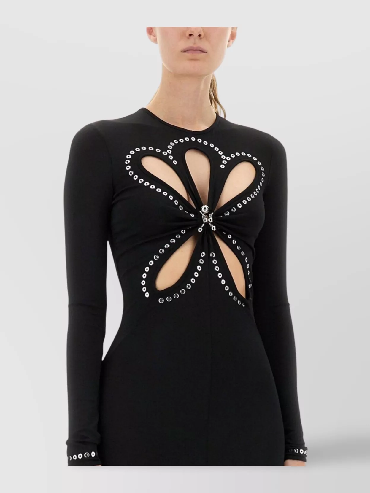 Paco Rabanne Cut-Out Long Sleeve Floor-Length Dress