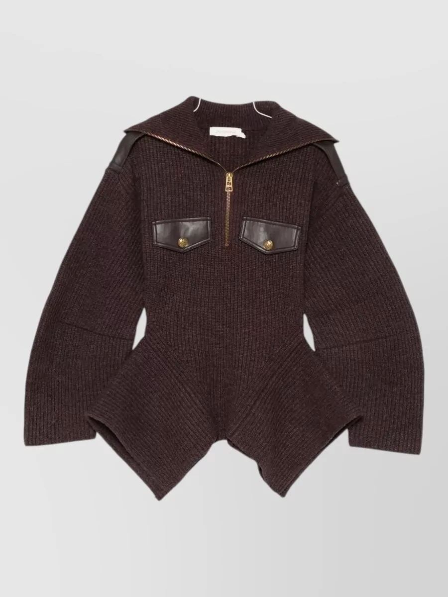 Zimmermann ribbed quarter-zip sailor collar jacket