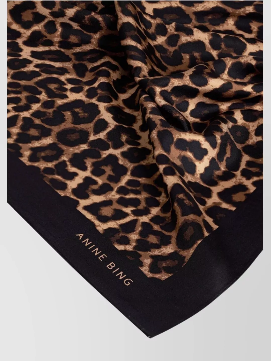 ANINE BING SILK LEOPARD PRINT SCARF SQUARE SHAPE