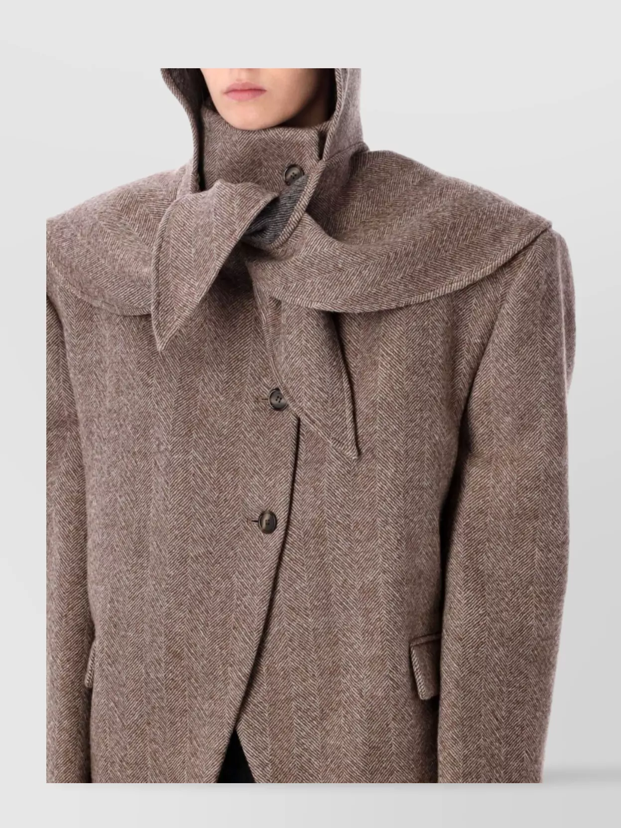 Magda Butrym Hooded Jacket Flap Pockets In Brown