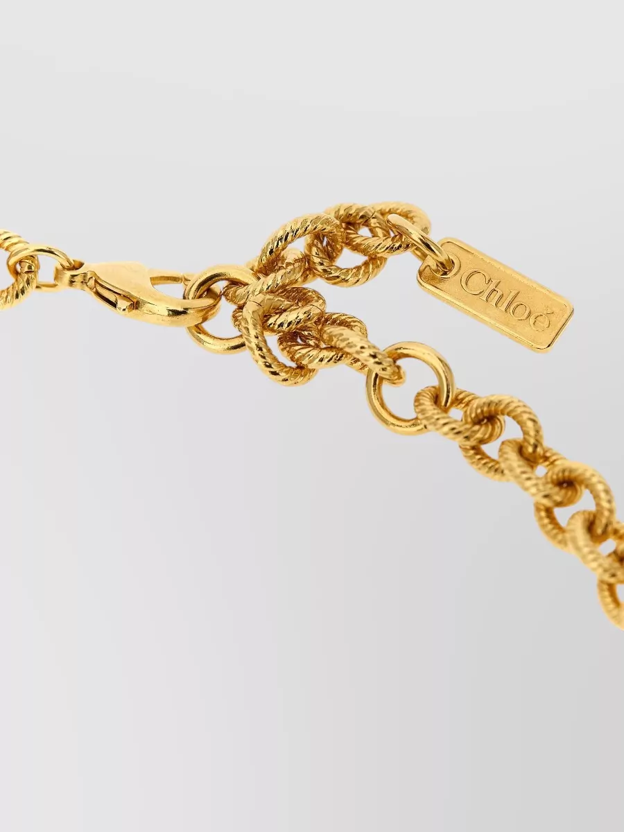 Chloé Medals Necklace Layered Coins Textured Chain