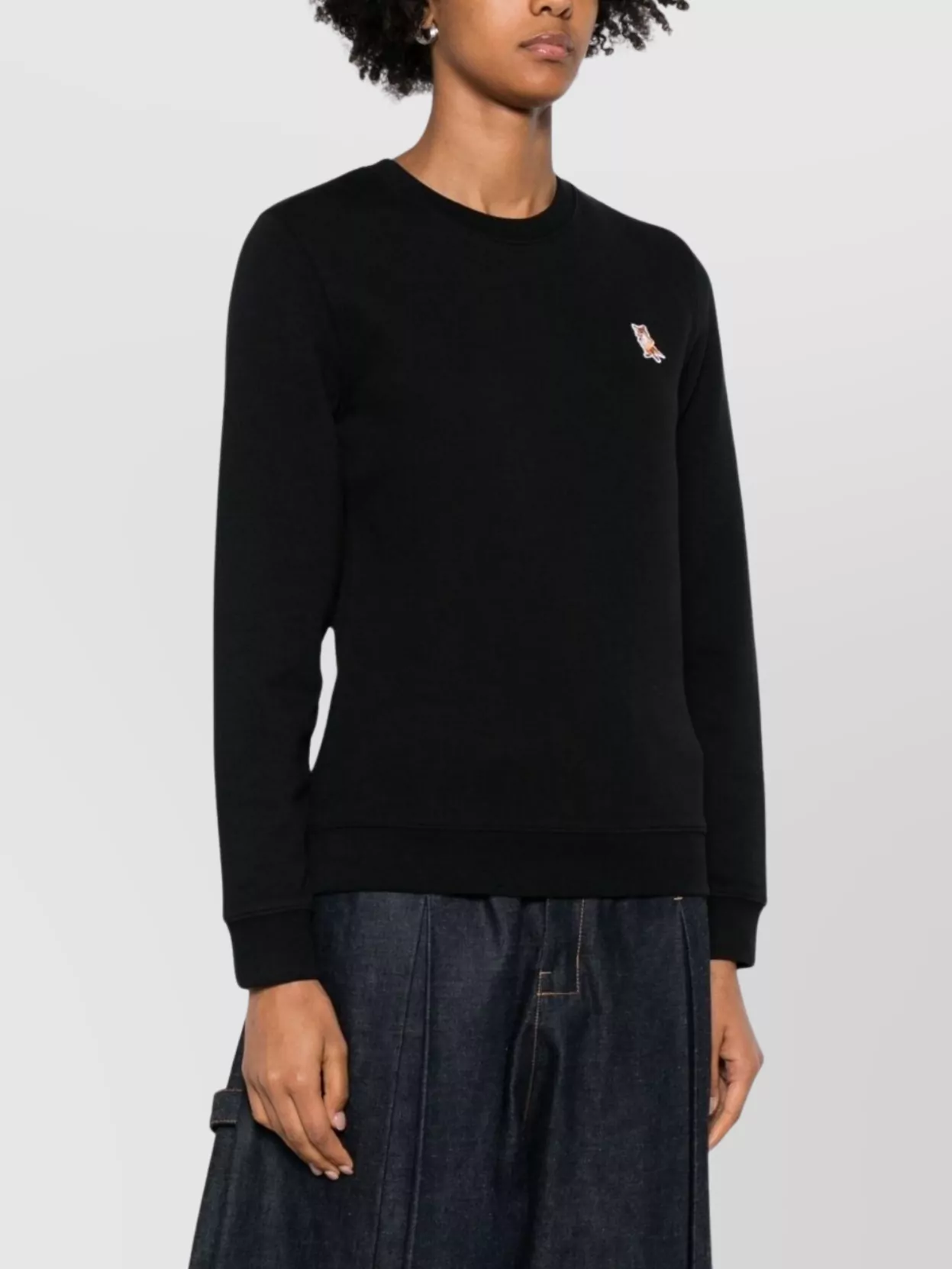 Maison Kitsuné Fox Embroidered Cotton Sweatshirt With Crew Neck