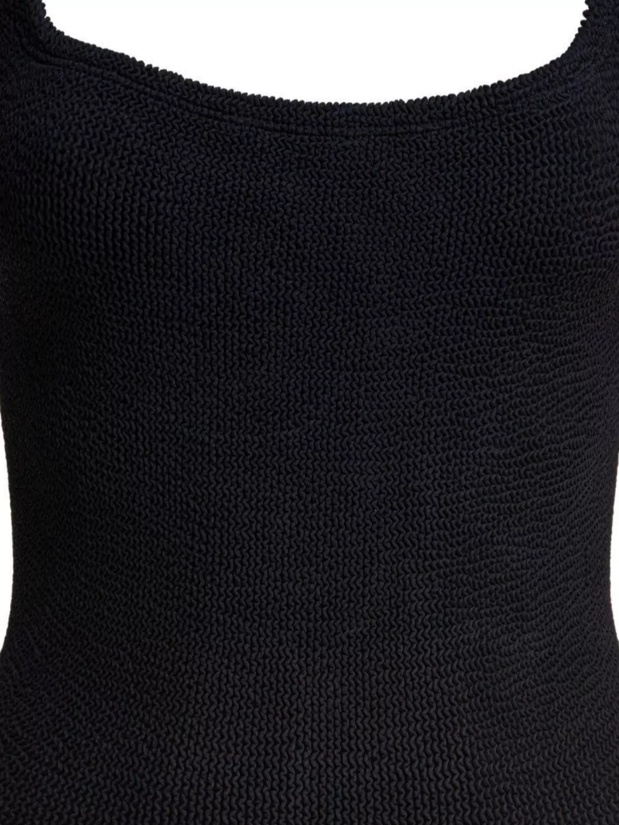 Hunza G High-cut Leg Square Neckline Textured Fabric In Black