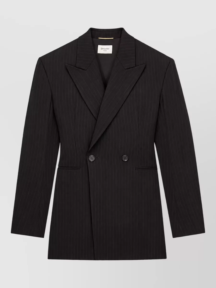 Saint Laurent pinstripe virgin wool double-breasted suit jacket