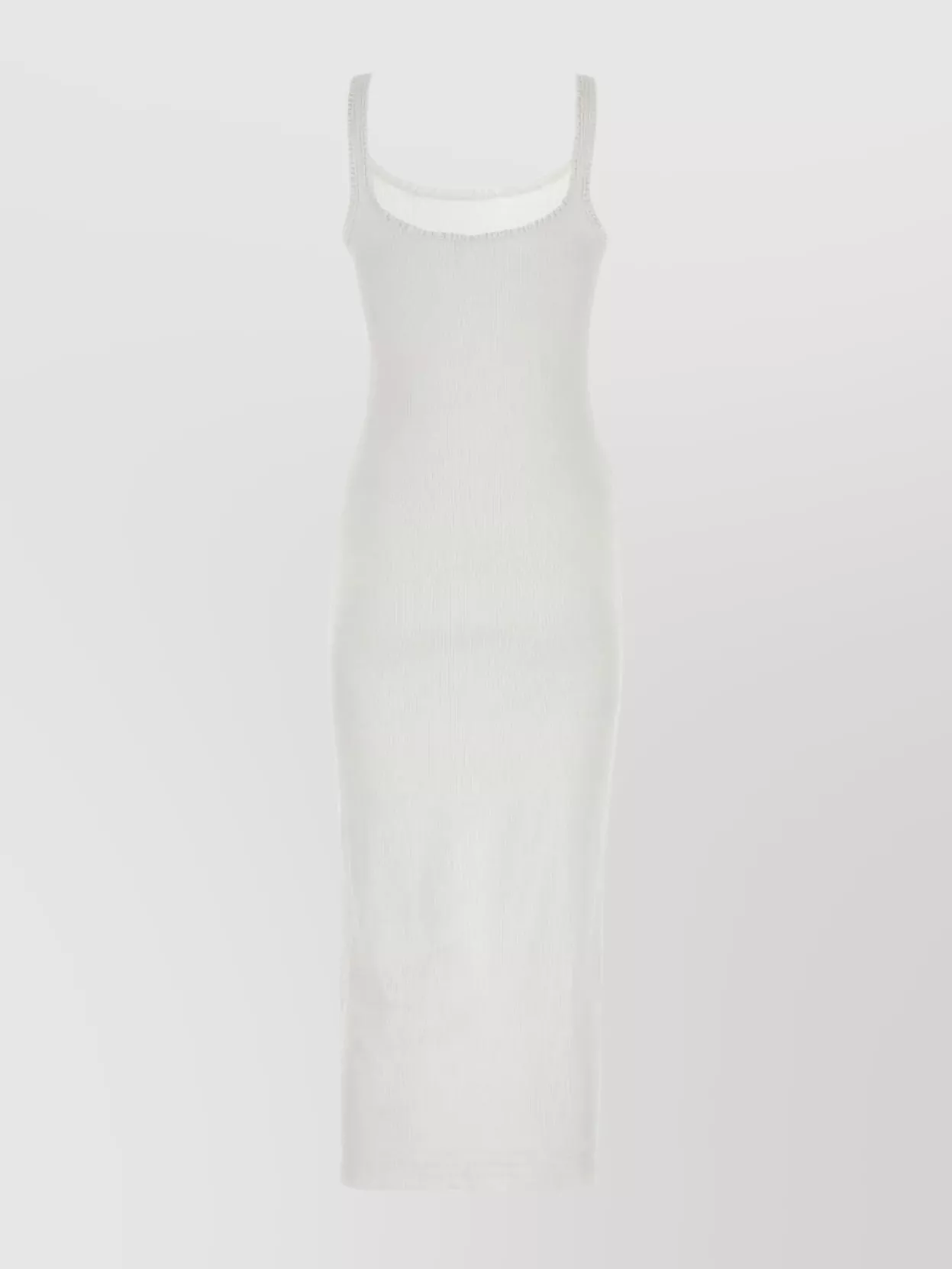 Shop Chloé Fitted Cotton Dress With Round Neckline In White