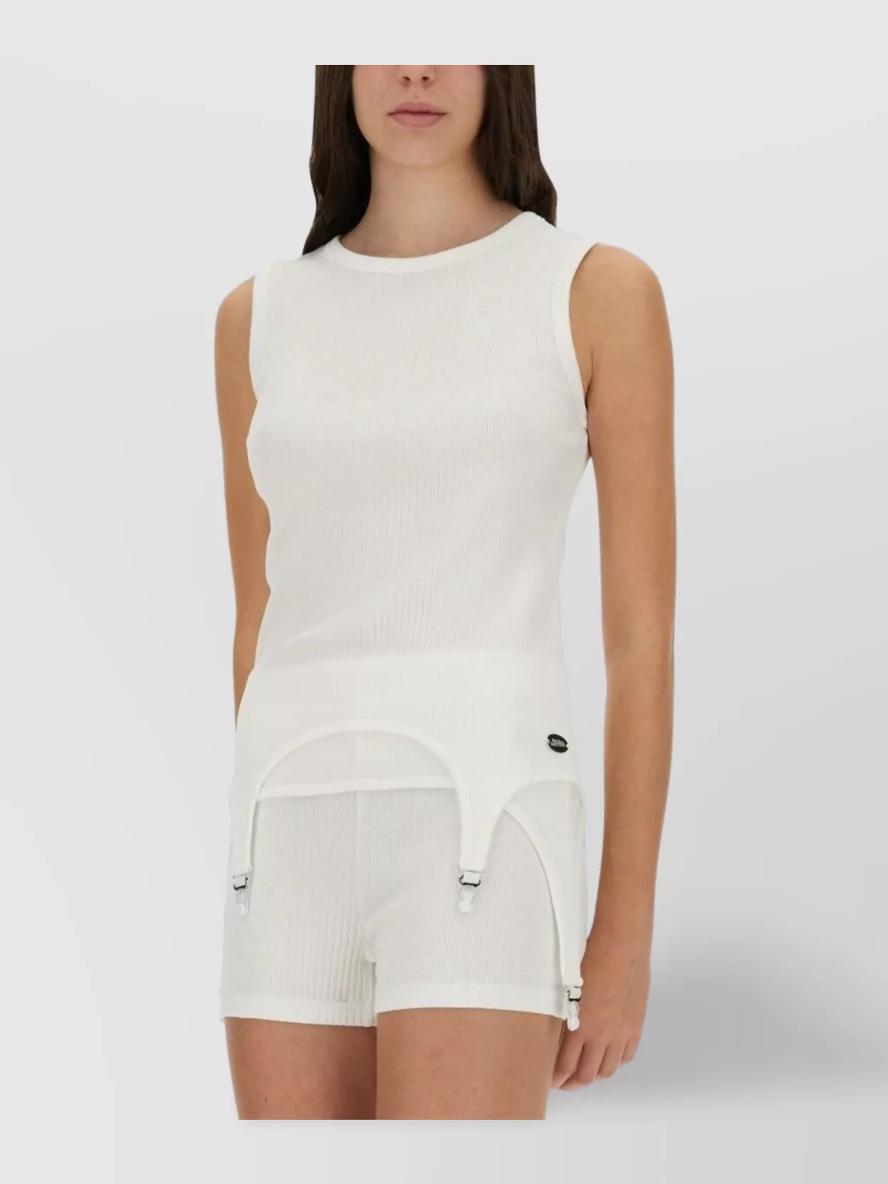 Jean Paul Gaultier Sleeveless Ribbed Top Metal Accents