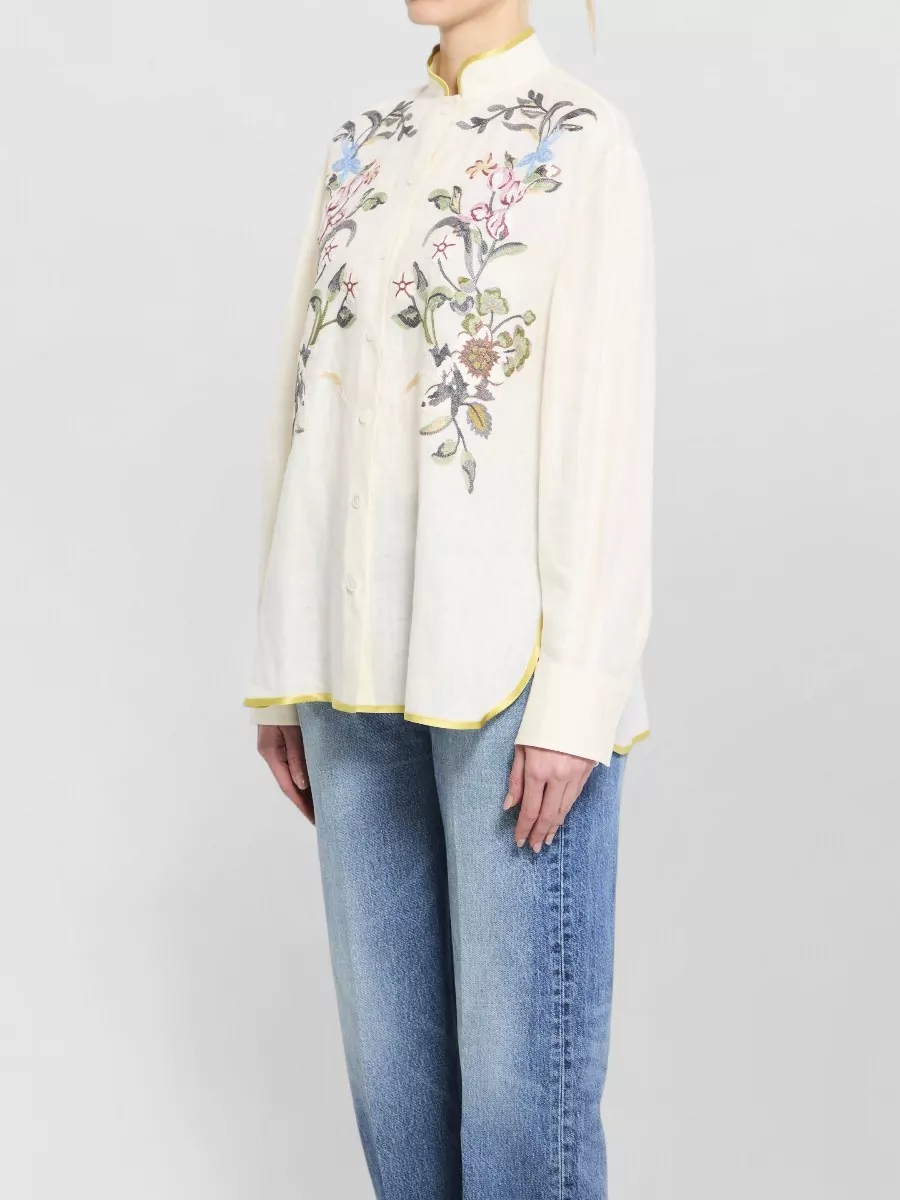 Valentino Garavani Embroidered Linen Long-Sleeve Shirt