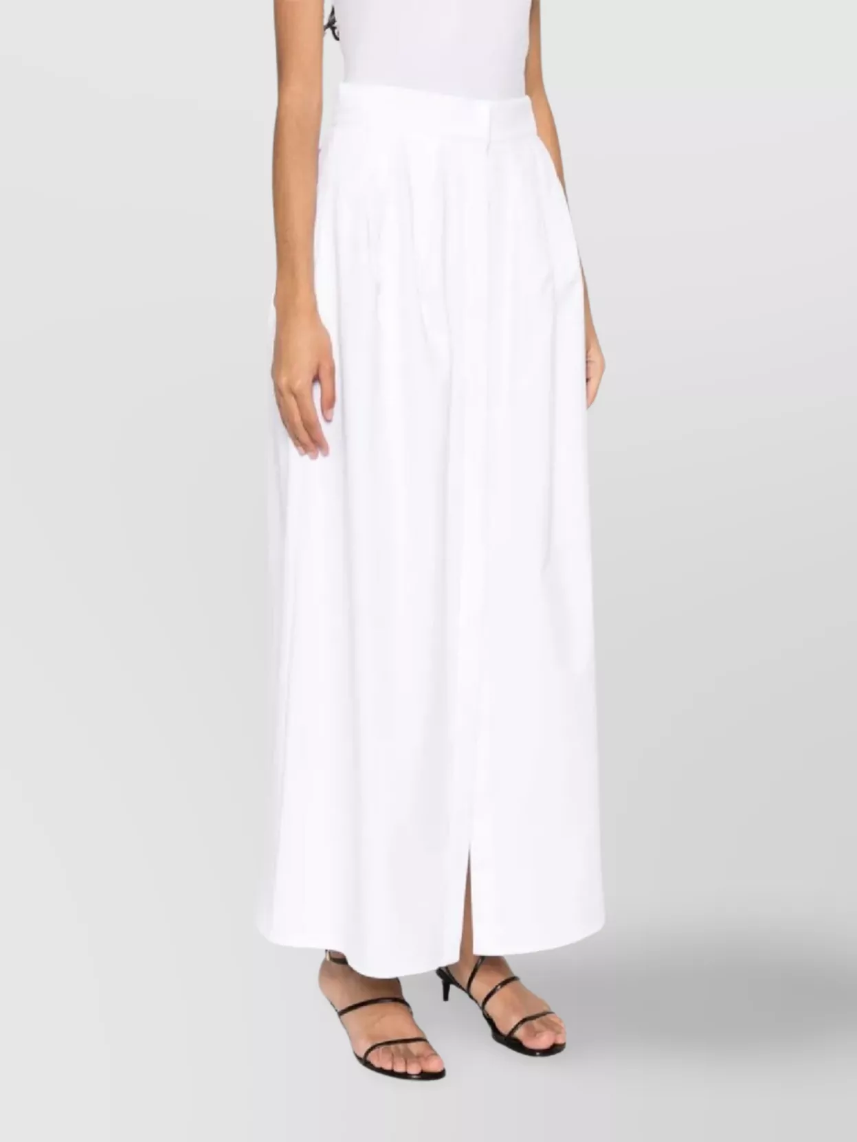 Max Mara High Waist Front Slit Pleated Maxi Skirt