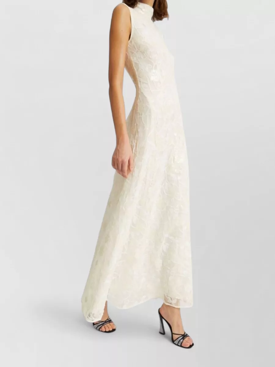 Rotate Lace Sequin High-Neck Maxi Dress