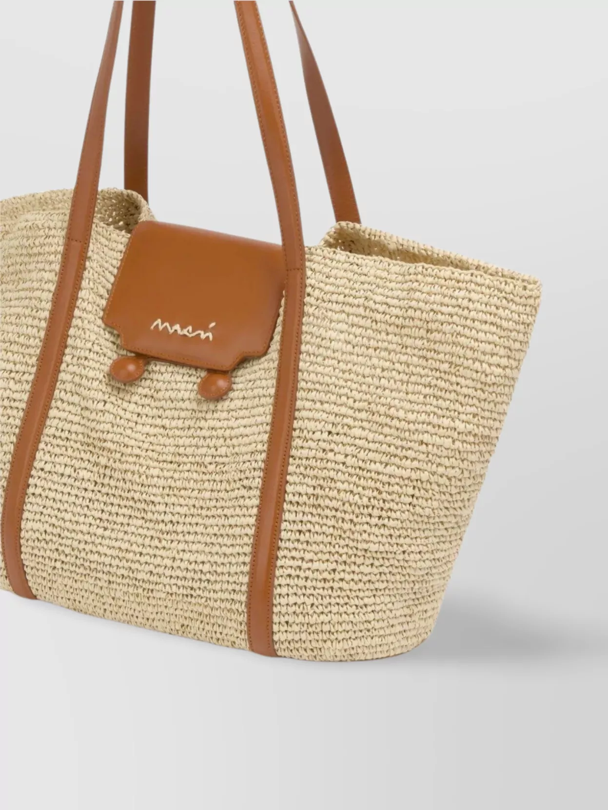Marni Woven Texture Tote Bag With Leather Trim