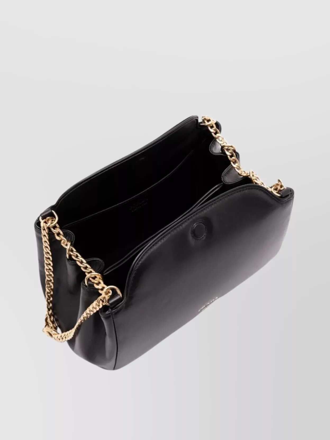 Prada Small Leather Shoulder Bag With Chain Strap In Black