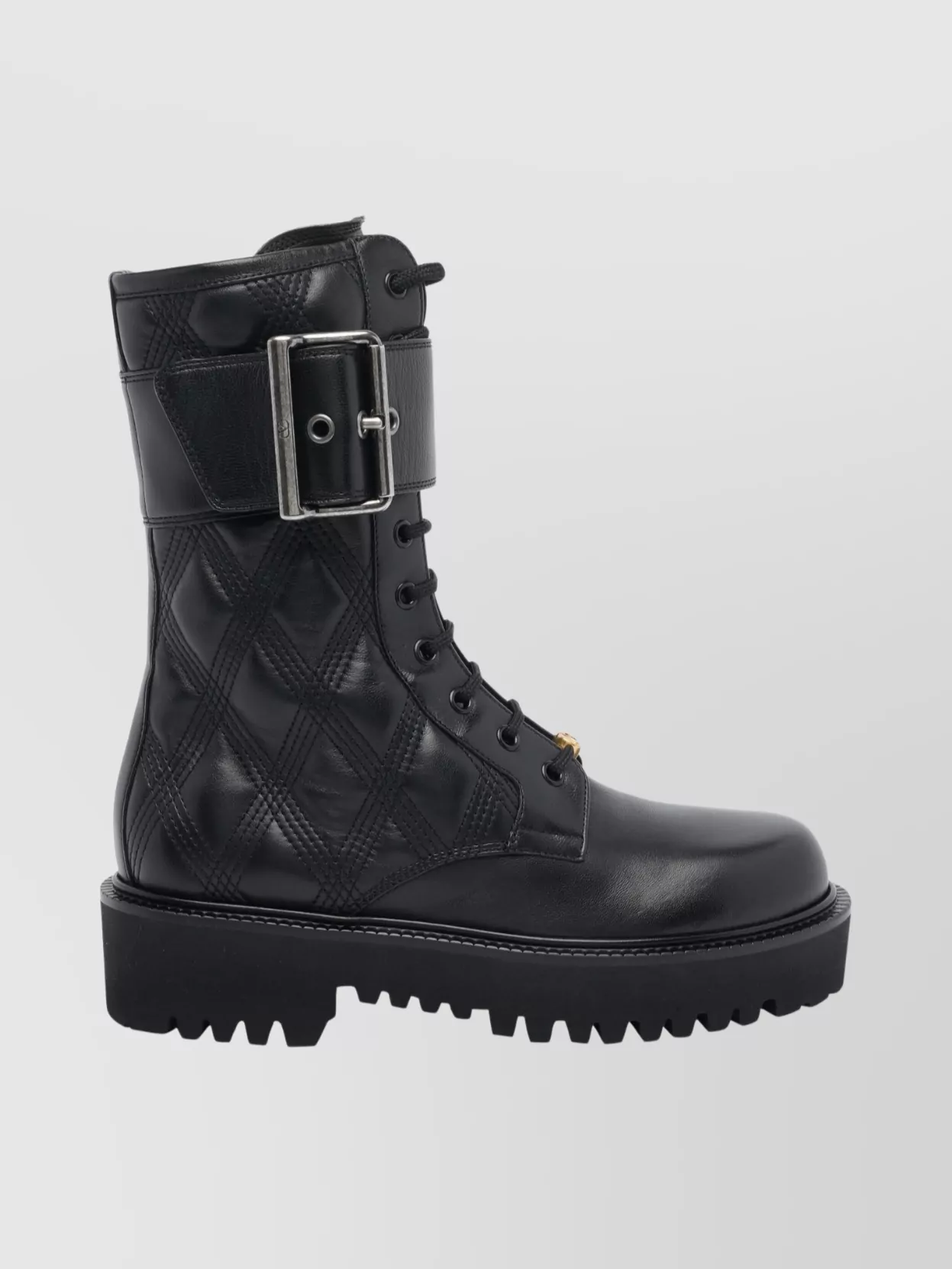 Valentino Garavani Quilted Combat Booties Buckle Detail