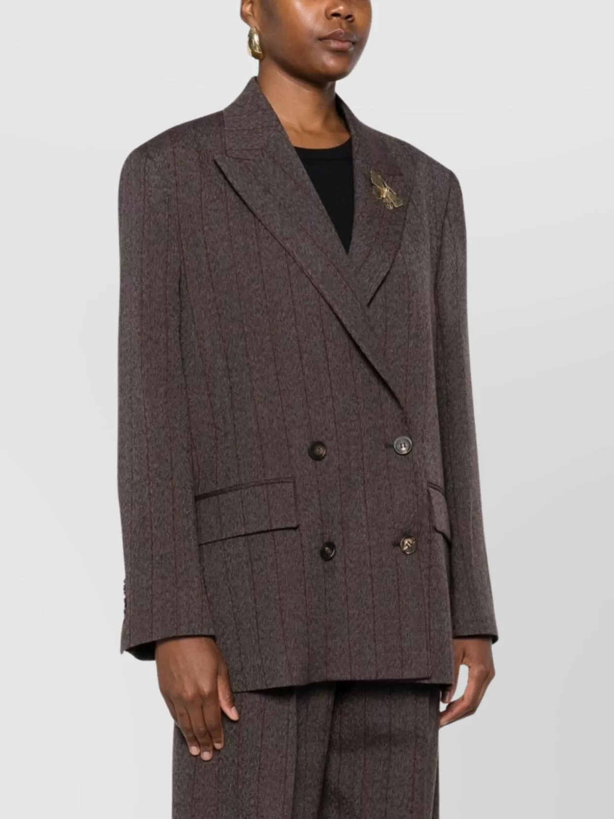 Golden Goose Double-breasted Wool Jacket Featuring Embellishments In Brown