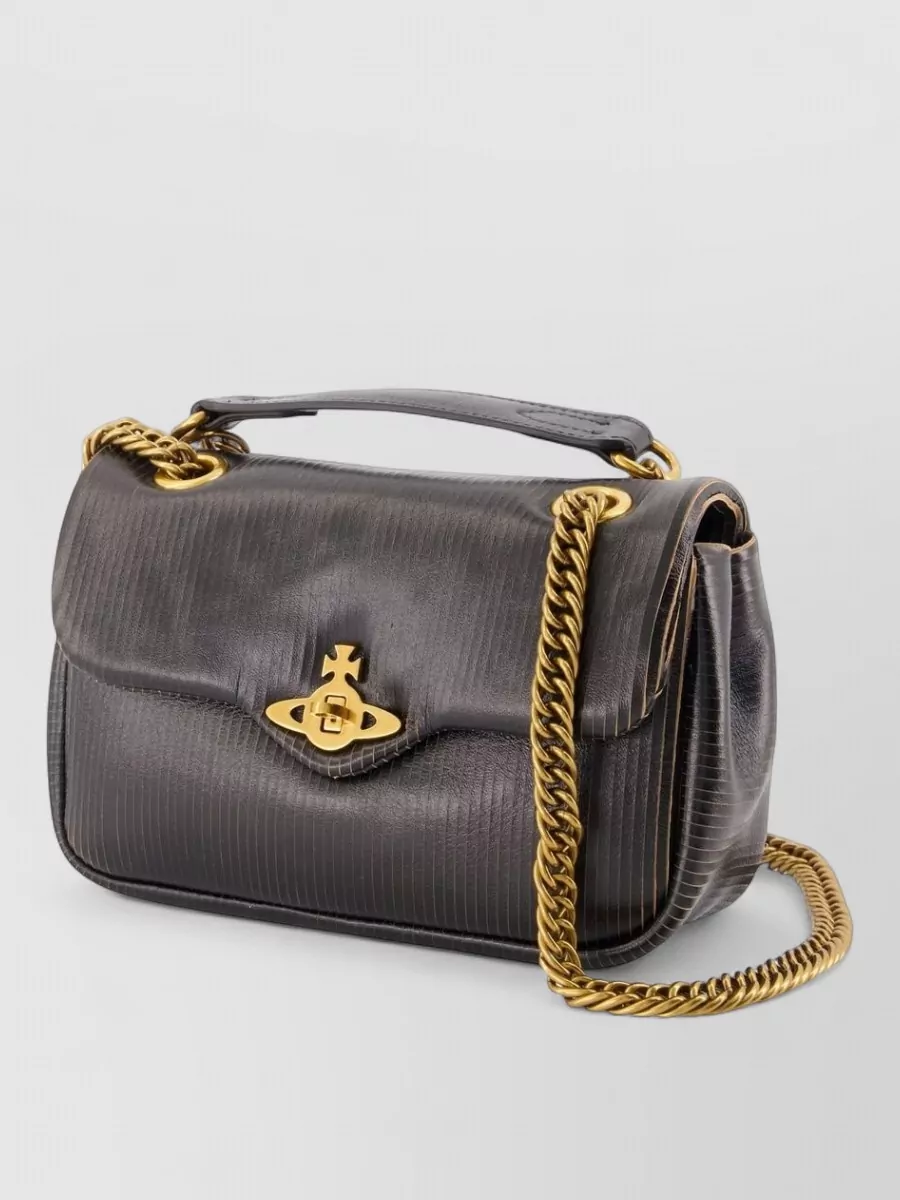 Vivienne Westwood small leather ribbed shoulder bag