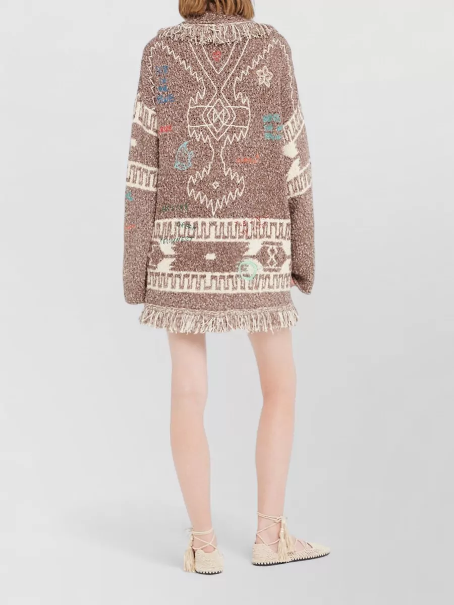 Alanui Ocean Story Belted Long Knit Cardigan