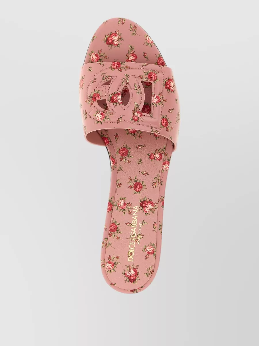 Dolce&Gabbana Leather Logo Cutout Slides