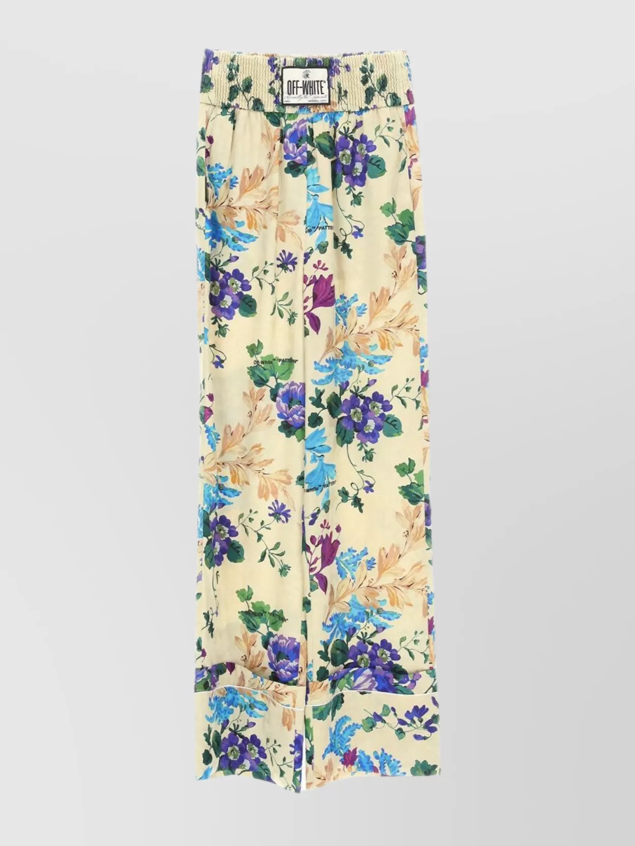 Shop Off-white Floral Fringed Wide Leg Trousers