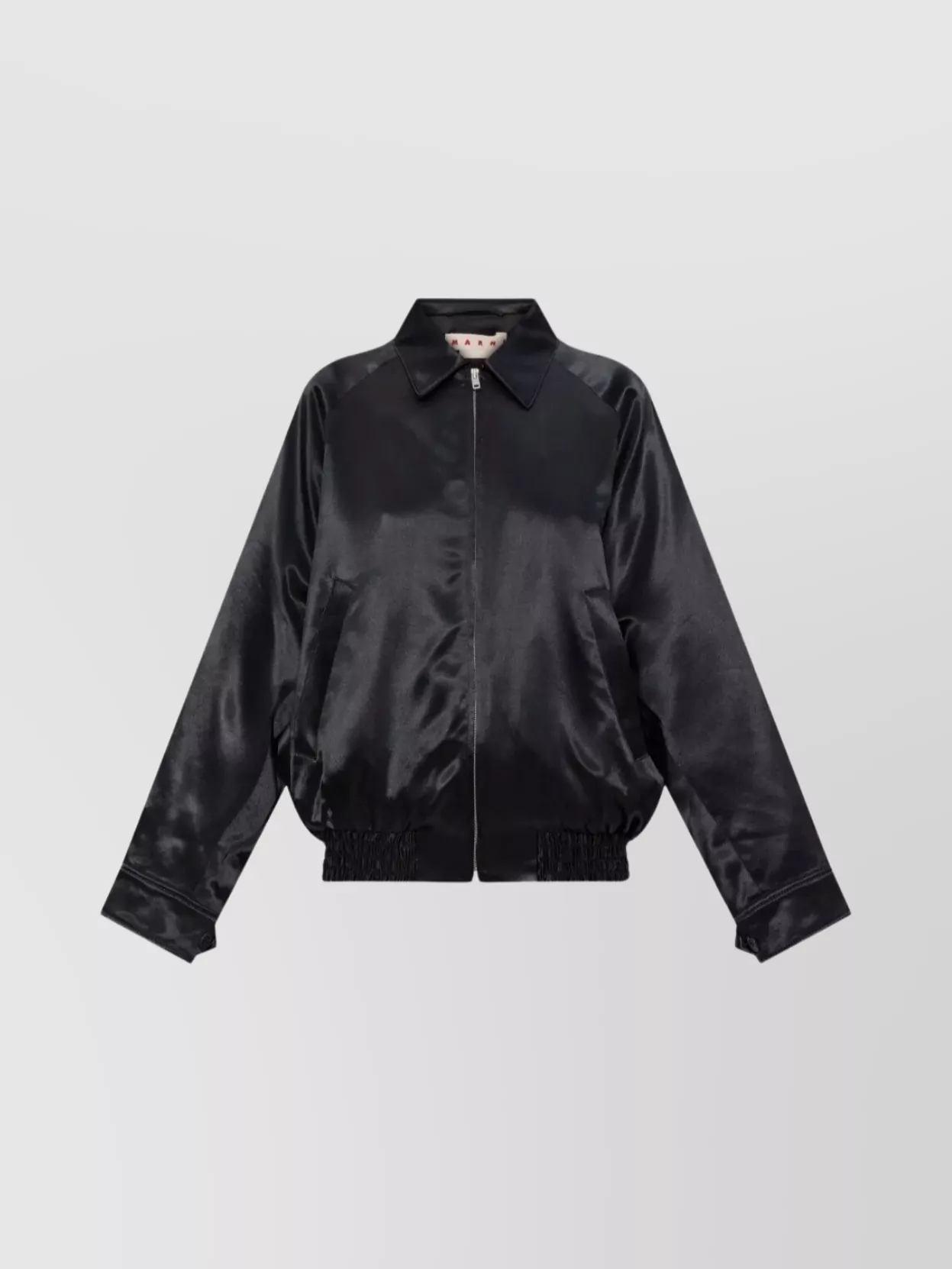Marni Satin Bomber Jacket Embroidered Back In Black