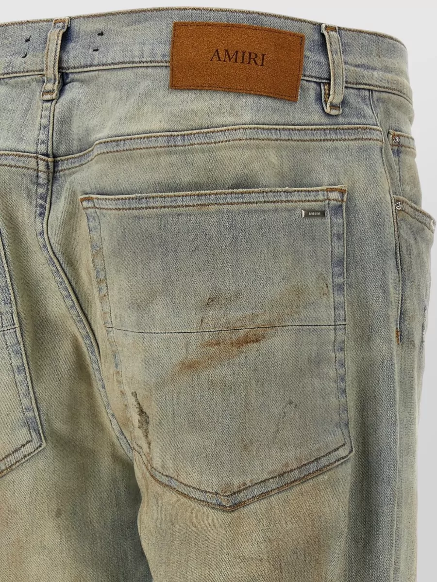 Amiri Suede Mx1 Jeans Distressed Style Trousers