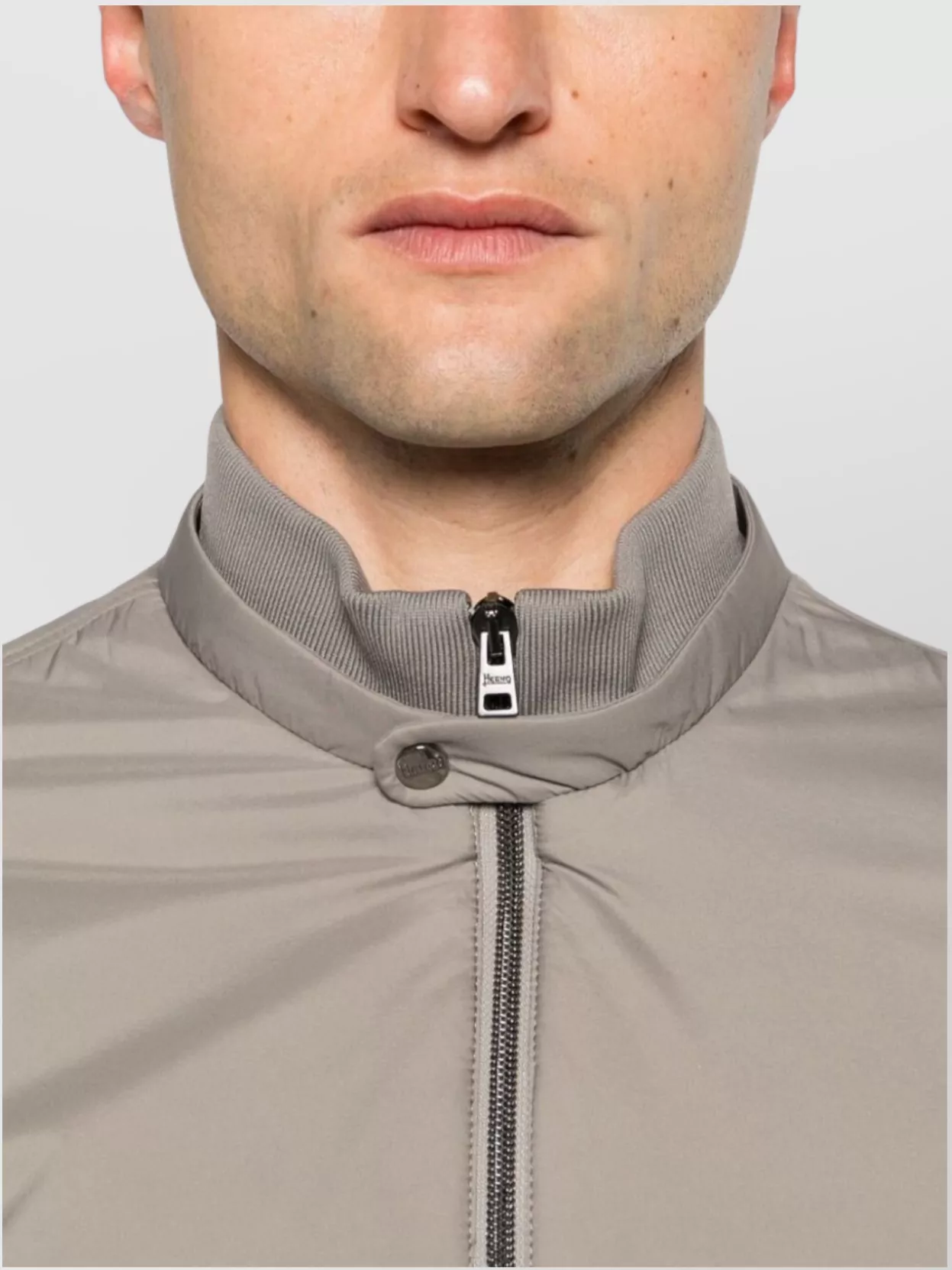 Herno Band-Collar Bomber Jacket Zip Pockets