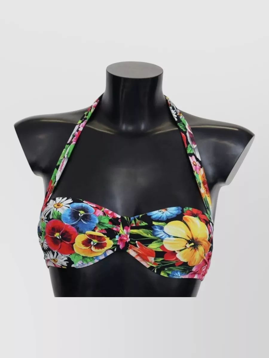 Dolce&Gabbana floral print halterneck bandeau bikini top