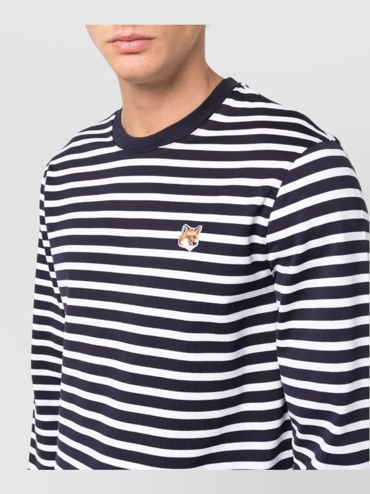 Maison Kitsuné Striped Logo Crew Neck T-Shirt