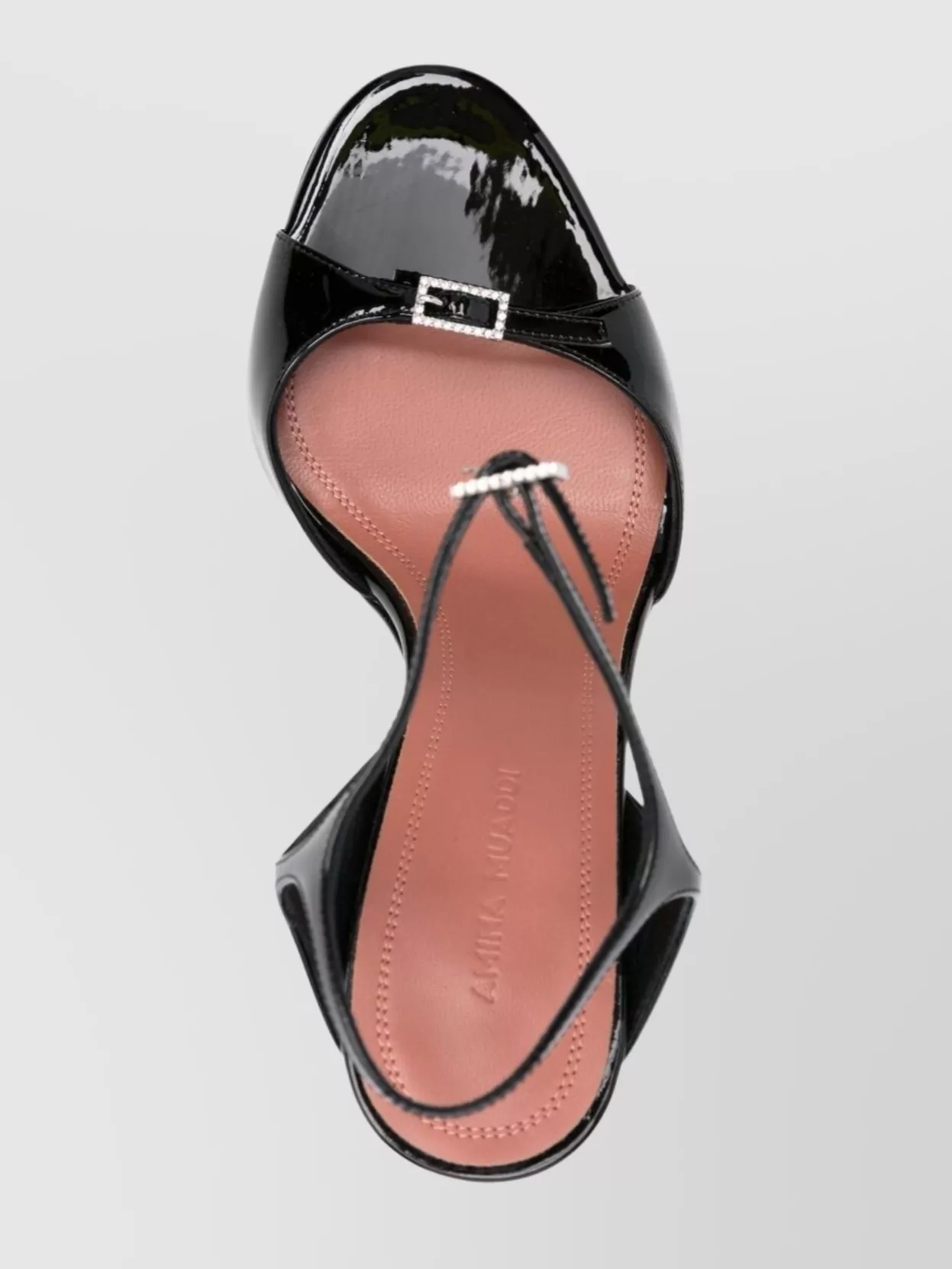 Amina Muaddi Adut Crystal-embellished Buckled Patent-leather Sandals In Black