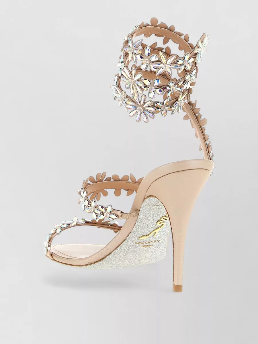 Rene Caovilla Eva Sandals Open Toe Stiletto Ankle Strap