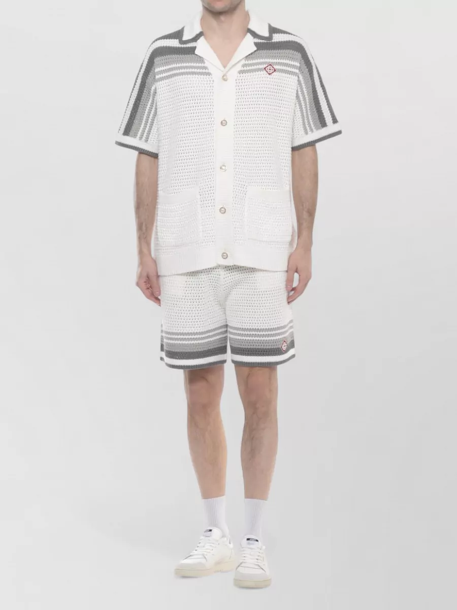 Casablanca Crochet Short-Sleeve Bowling Shirt