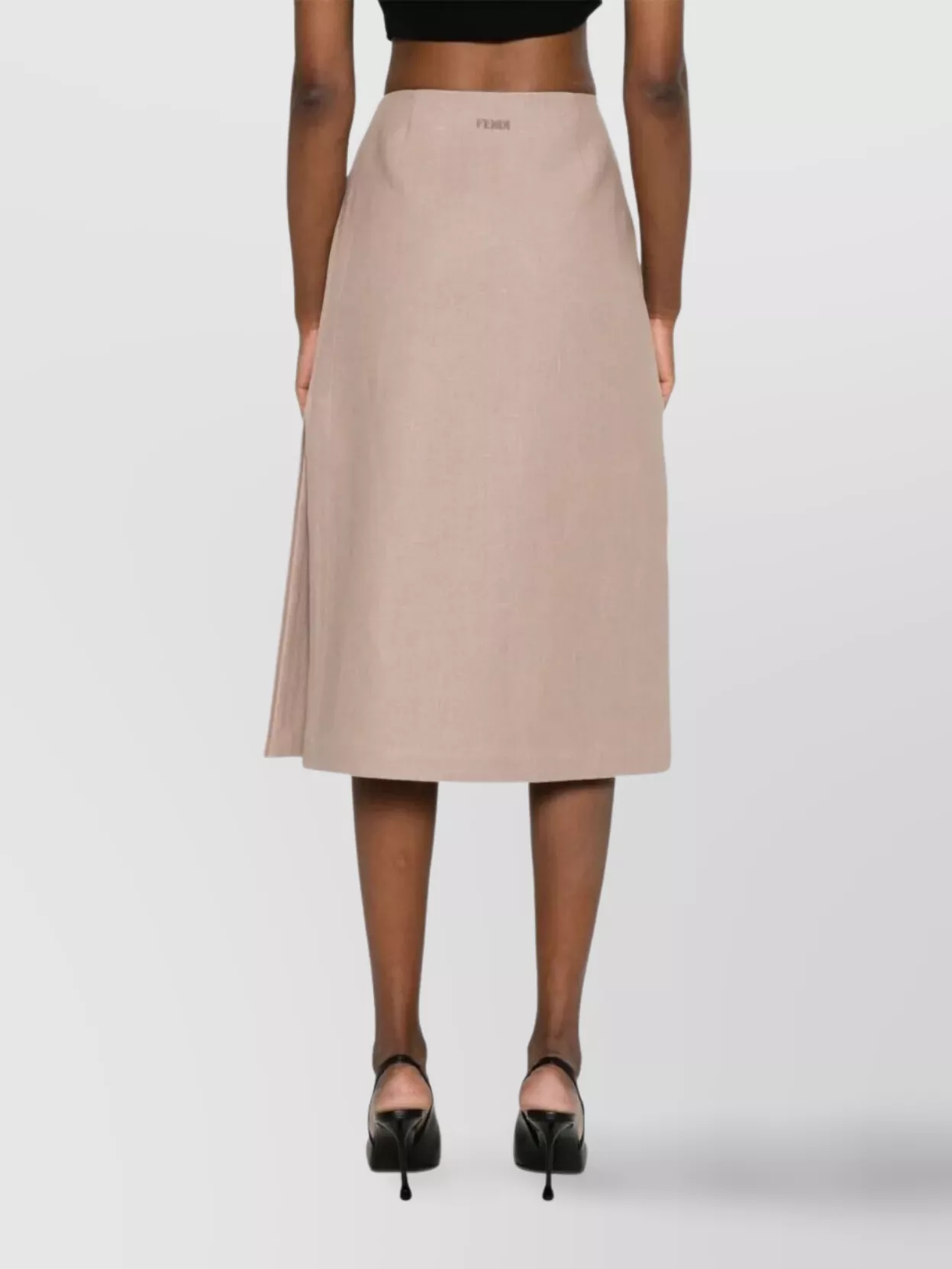 Fendi Linen Straight Midi Skirt Slit