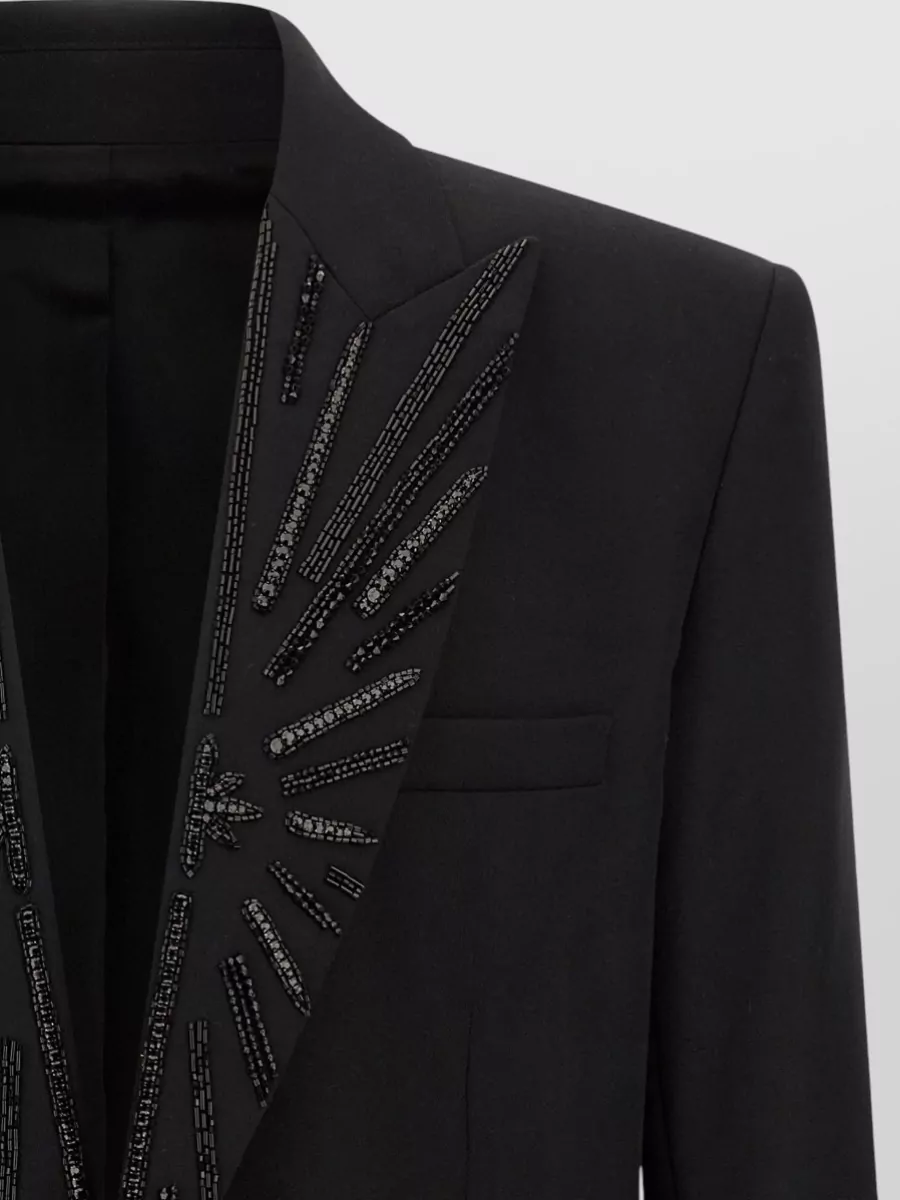 Balmain Crystal Blazer Single Breasted Tailored Jacket