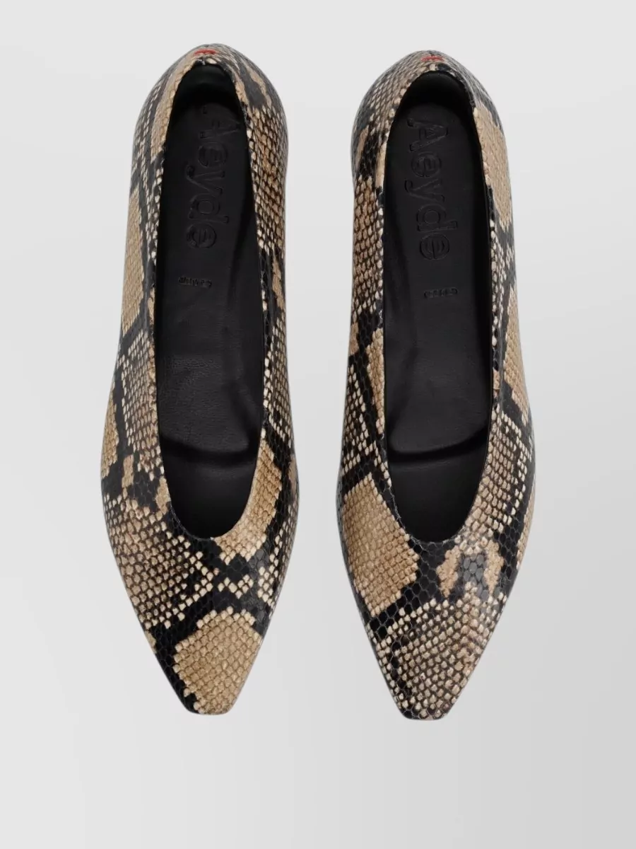 Aeyde Snake-Print Leather Ballerina Flats
