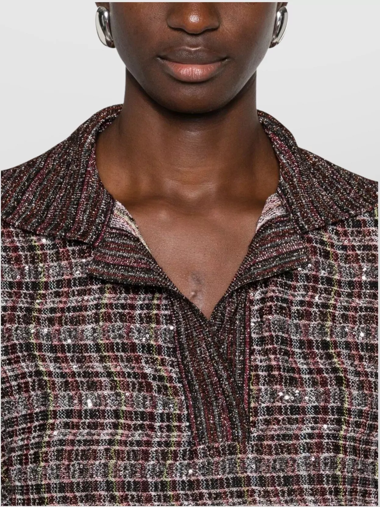 Missoni Long Sleeve Polo Sweater With Embossed Design