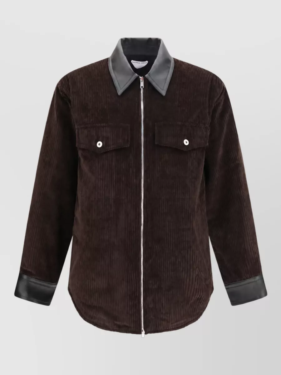 Bottega Veneta Corduroy jacket with leather collar