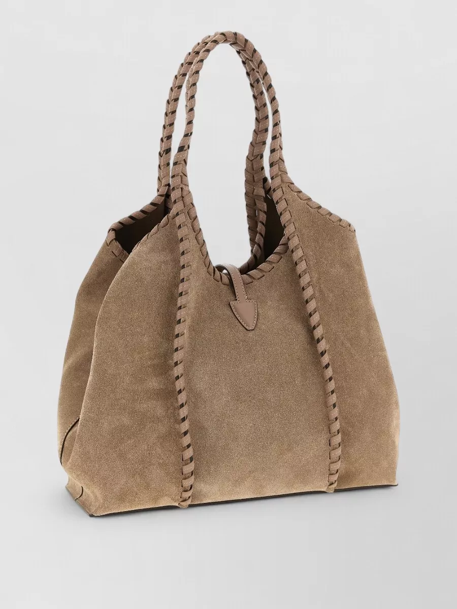 Tod's T Medium Suede Hobo Shoulder Bag Braided Handles