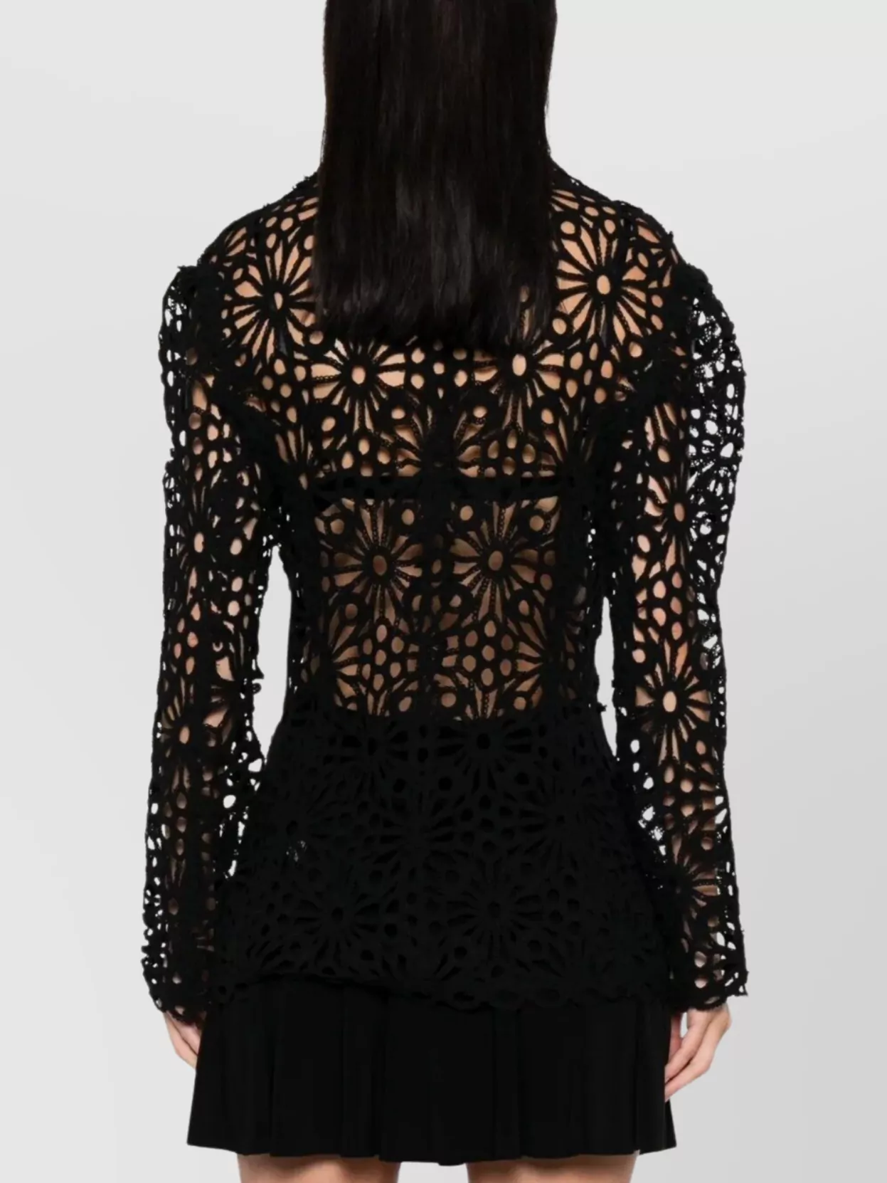 Norma Kamali Floral Lace Long Sleeve Jacket