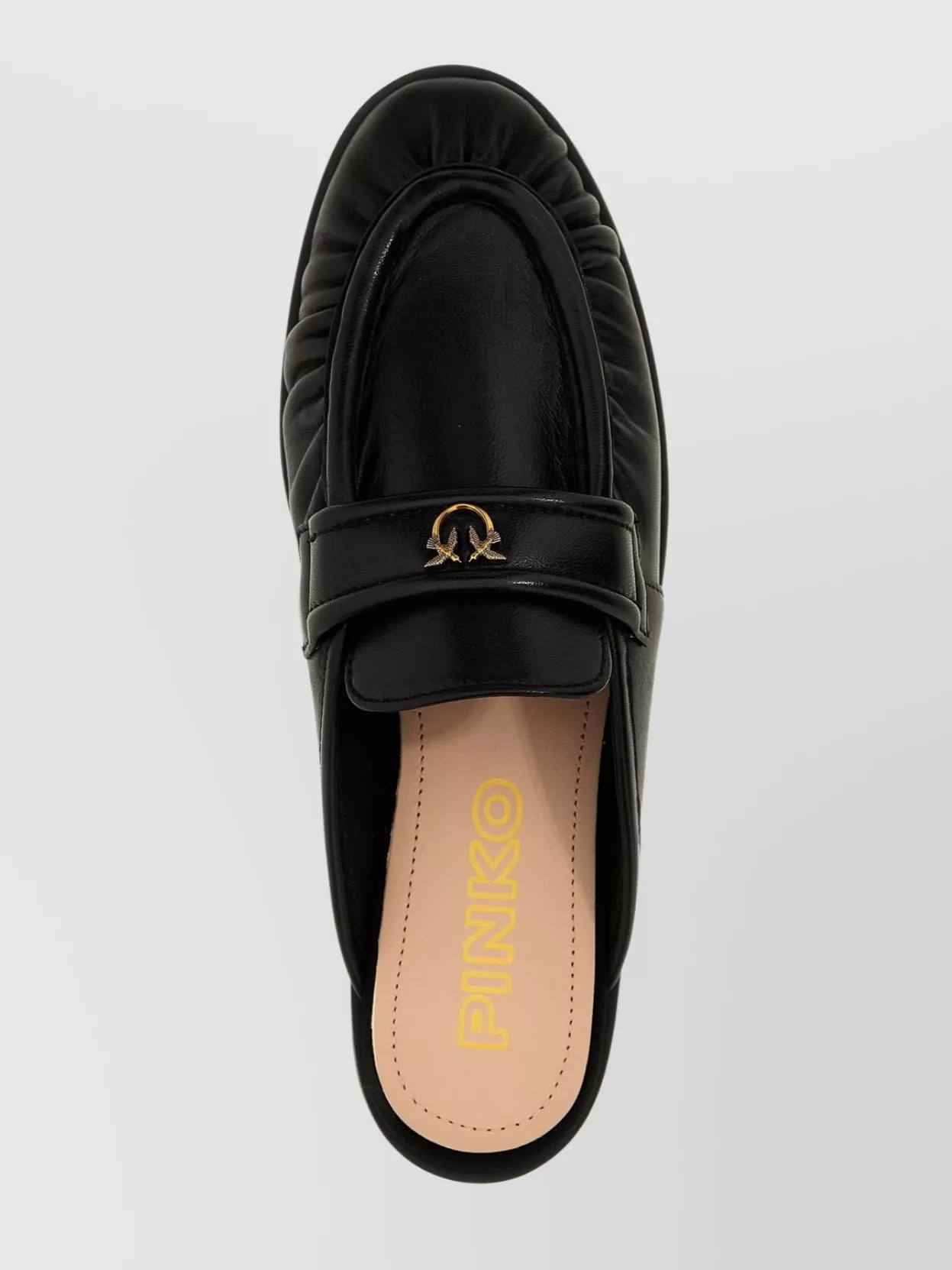 PINKO CLOGS FLAT SOLE GOLD-TONE HARDWARE