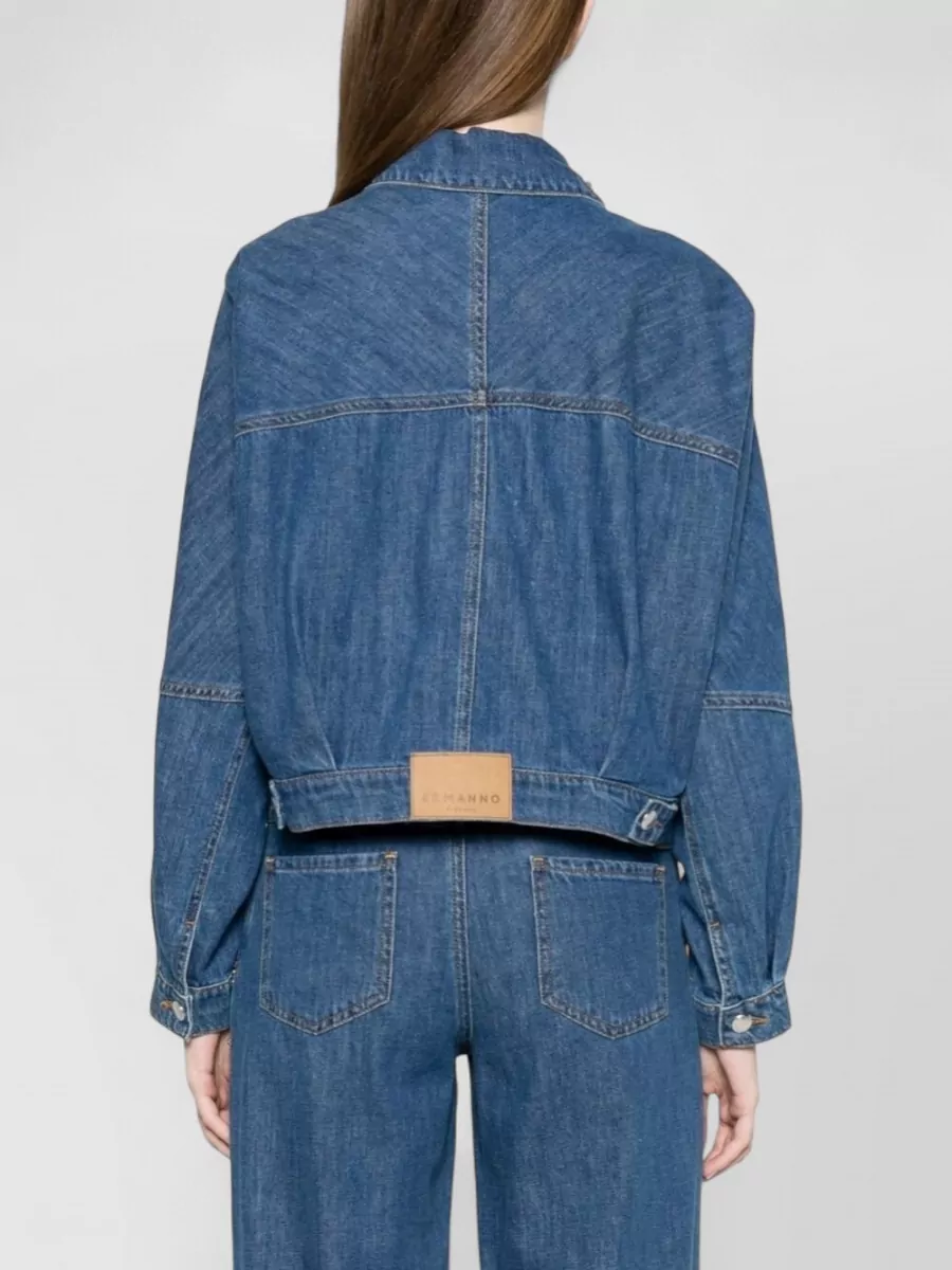 Ermanno Firenze Embroidered Denim Cropped Jacket