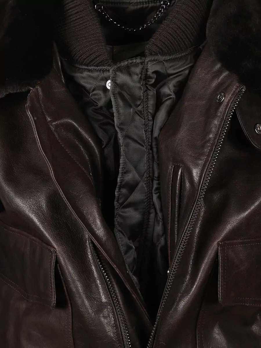 Victoria Beckham Leather Aviator Jacket
