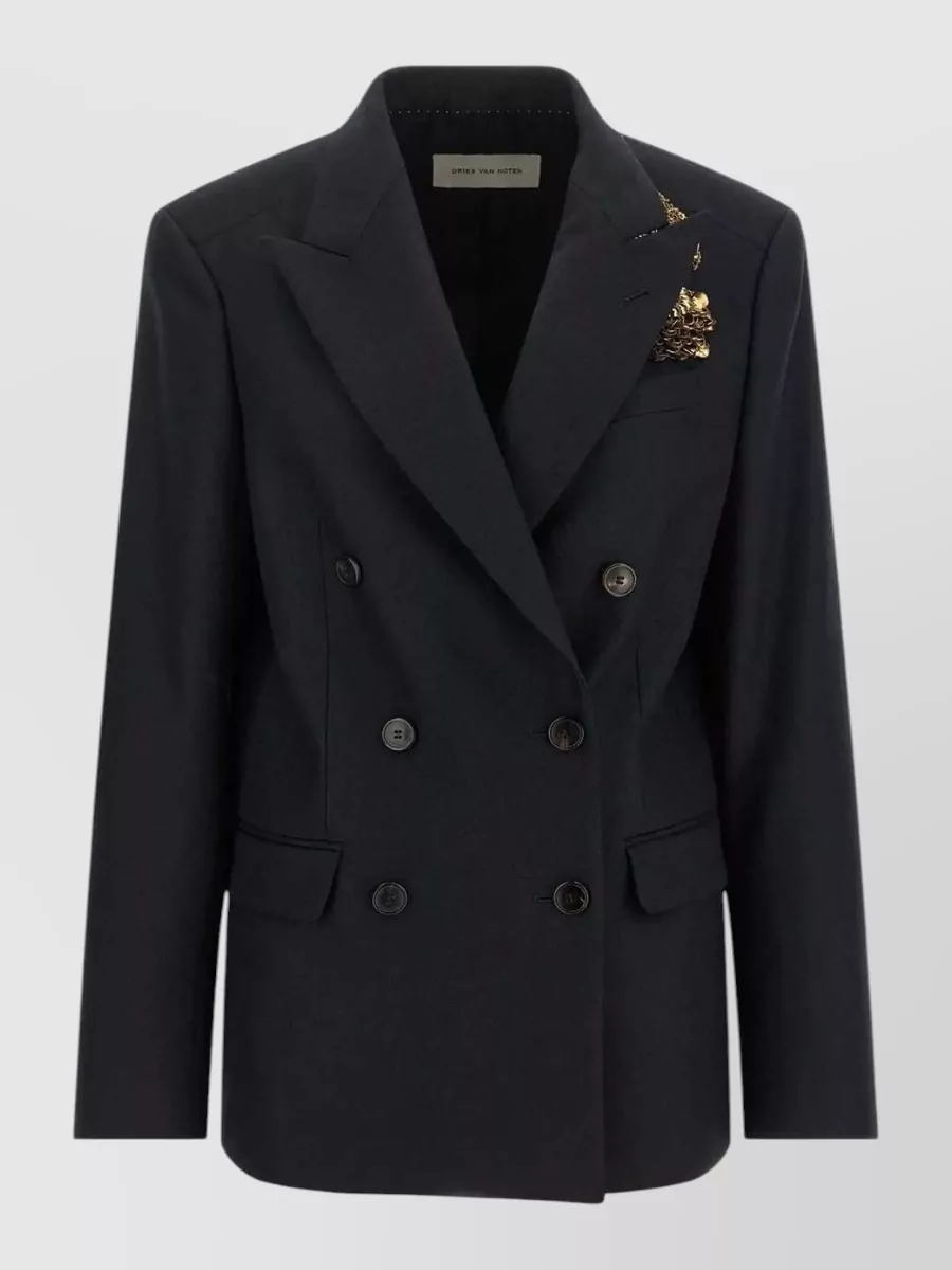 Dries Van Noten Embellished wool double-breasted blazer