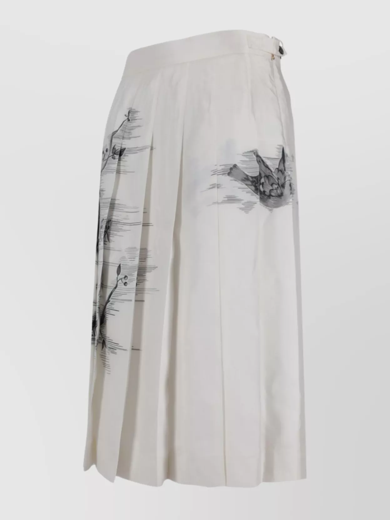 Thom Browne Pleated High Waist Skirt With Button Detail
