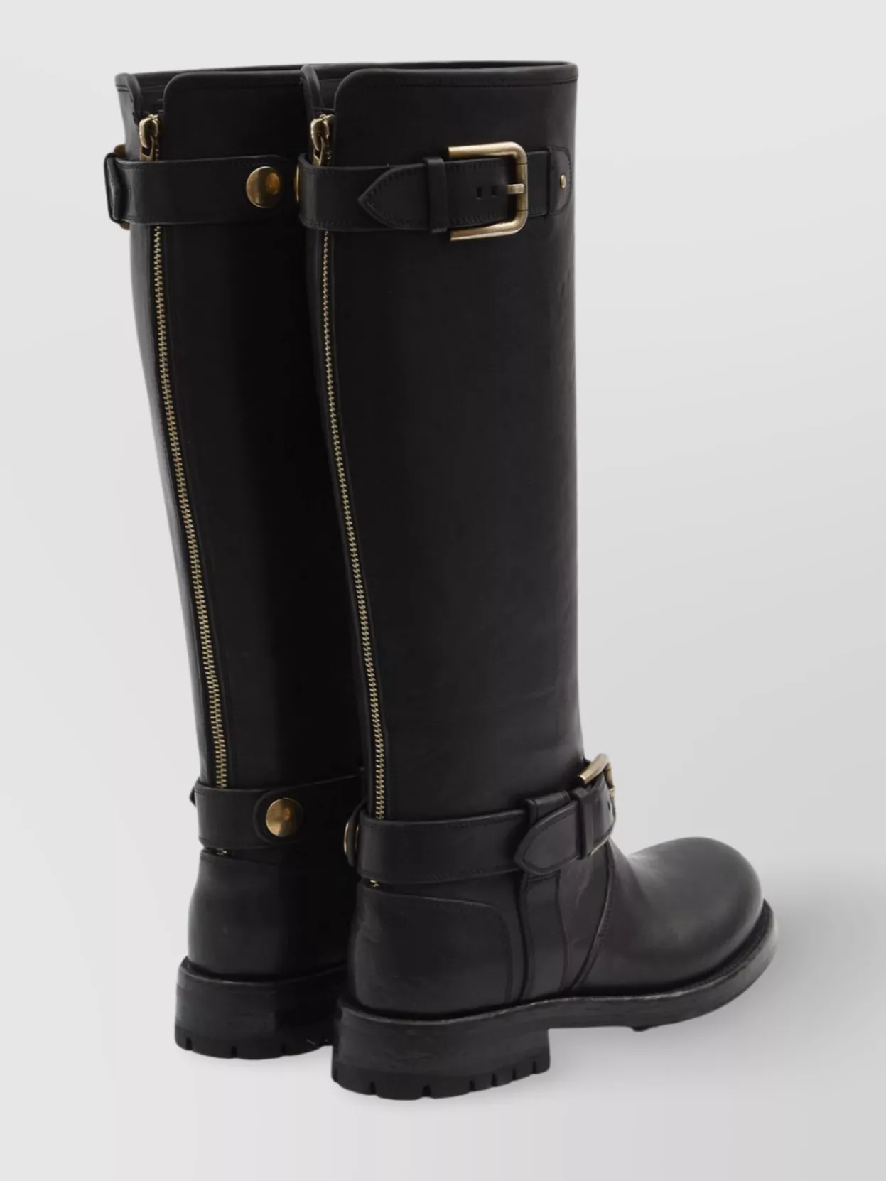 Dolce&Gabbana Calf Leather Biker Boots With Button Detail