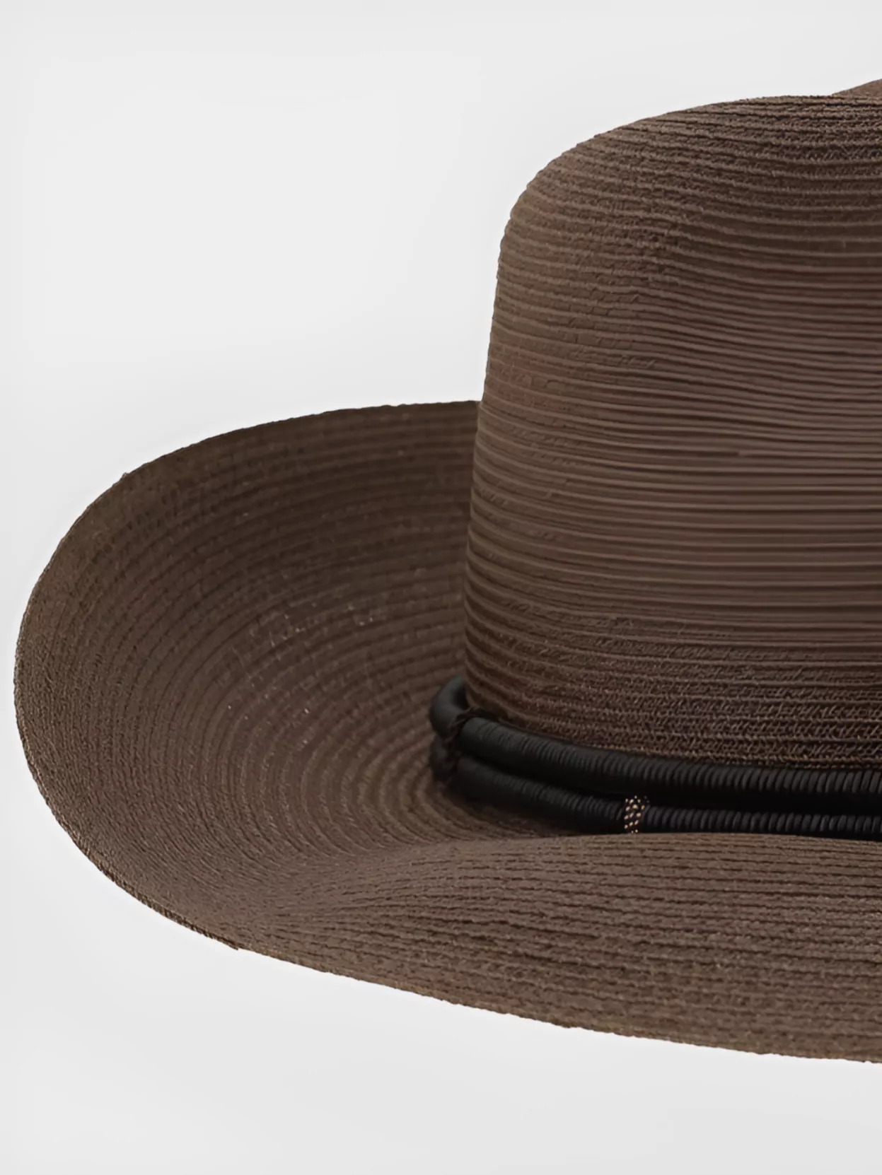 Brunello Cucinelli Women Fedora Made Of Hemp And Techno Cotton With Leather Band And Necklace In Brown
