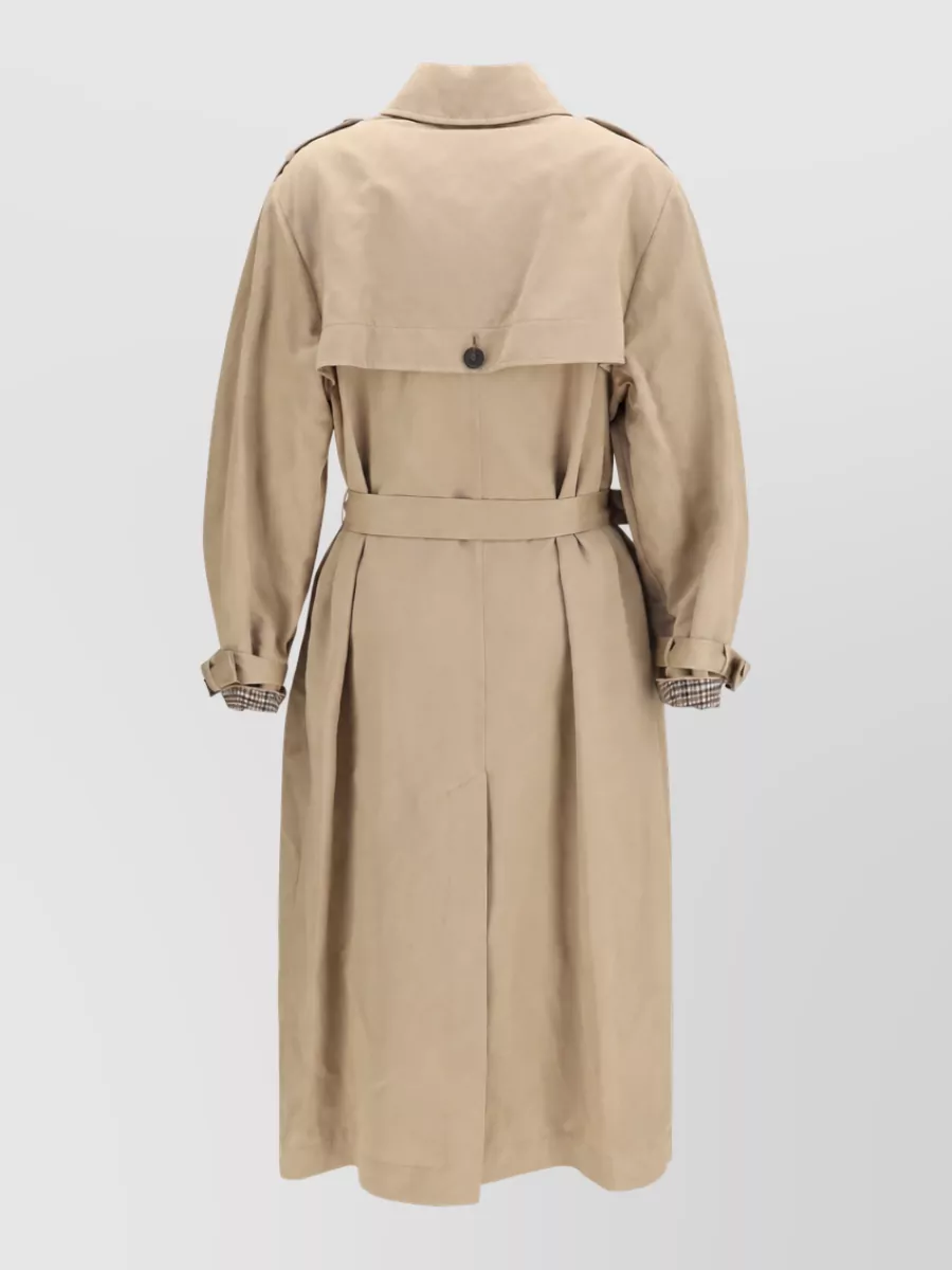 Brunello Cucinelli Cotton Linen Double-Breasted Belted Trench Coat