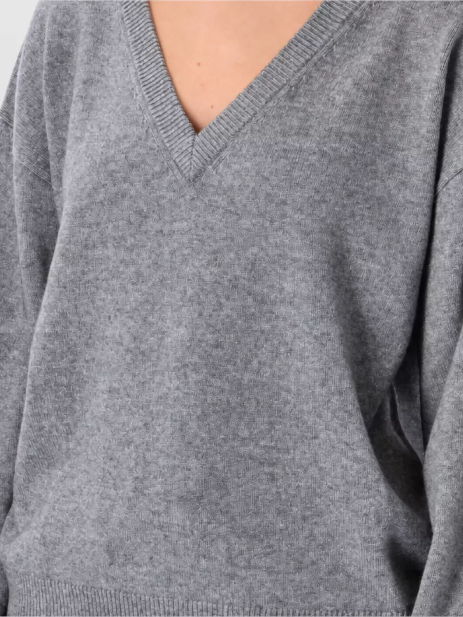 Rhea Costa Cashmere Wool V-Neck Loungewear Top