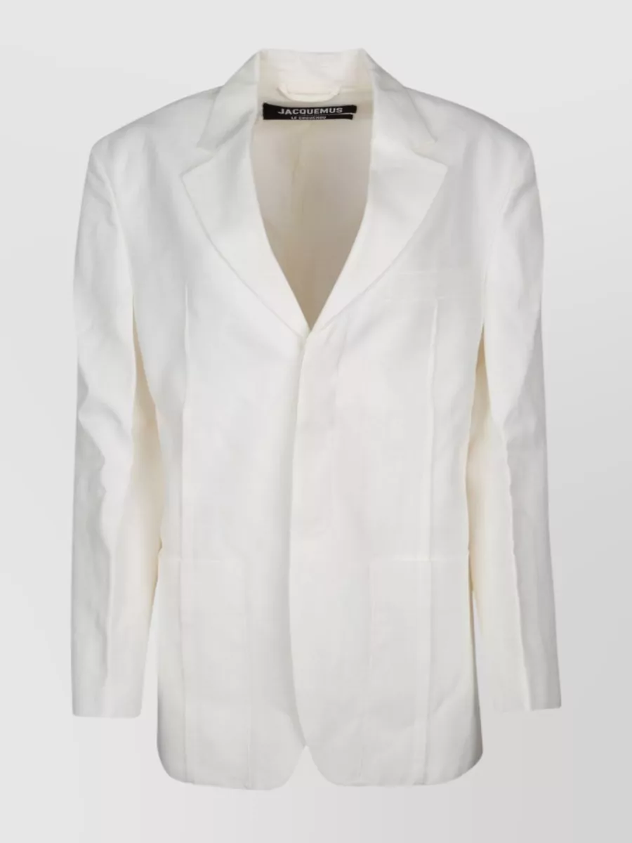 Shop Jacquemus Flap Pocket Vent Jacket In White