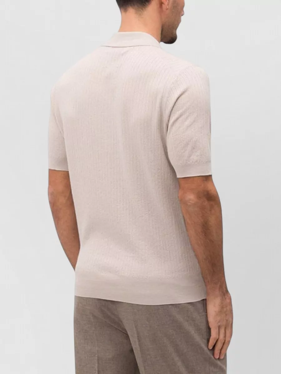 Brunello Cucinelli Short Sleeve Polo Shirt Jacquard Weave