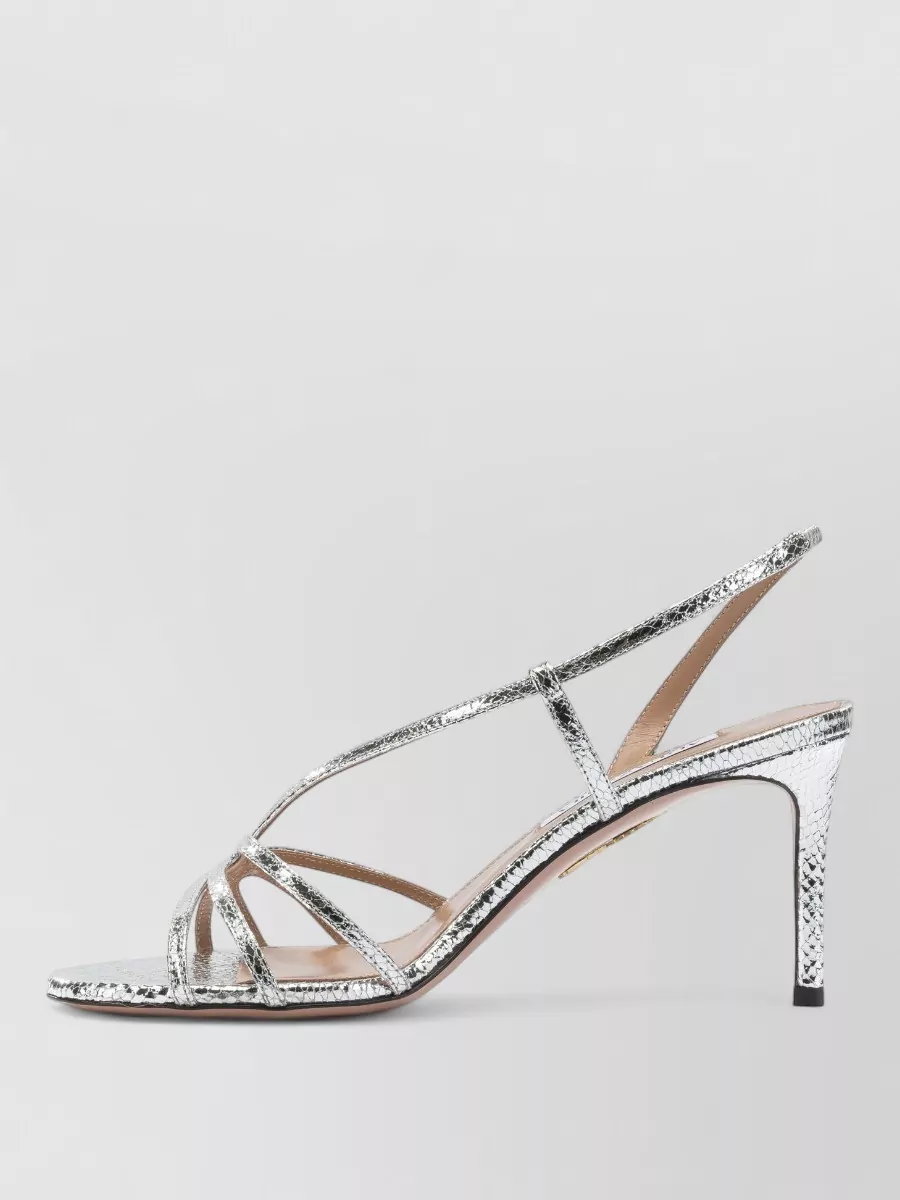 Aquazzura Talk To Me 75Mm Metallic Strappy Sandals