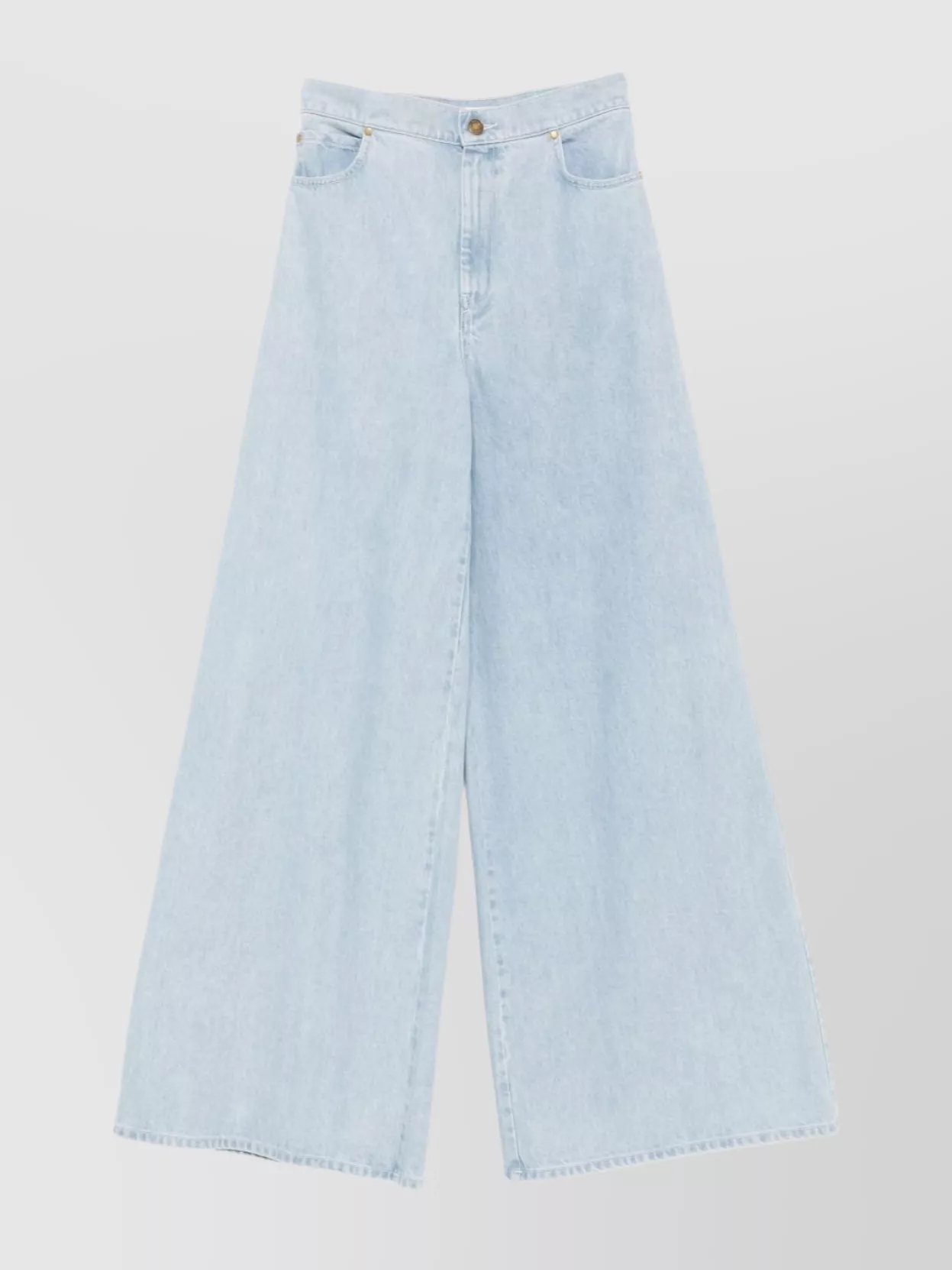 Max Mara Wide-leg High-waisted Light Blue Denim Trousers In Blue