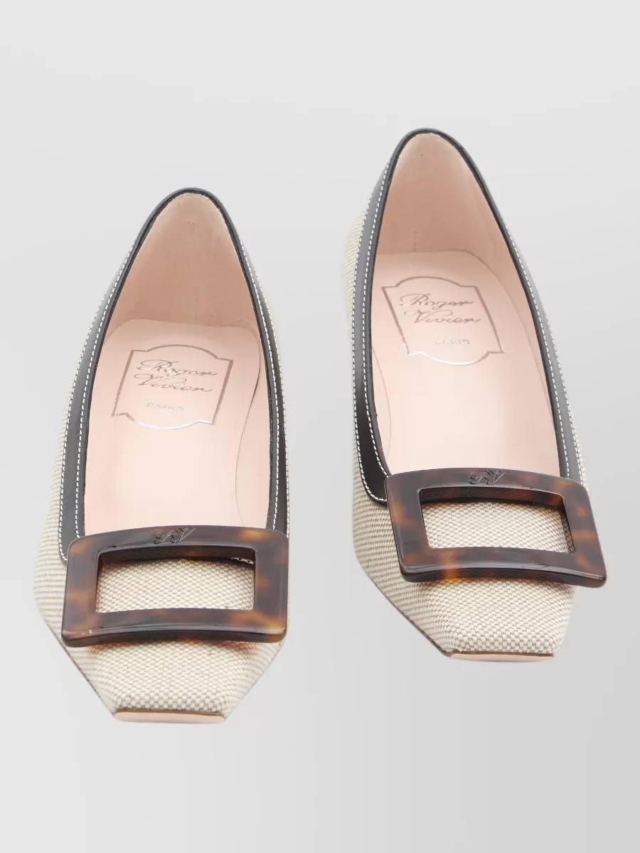 Roger Vivier Belle Vivier Canvas Pumps Leather Inserts